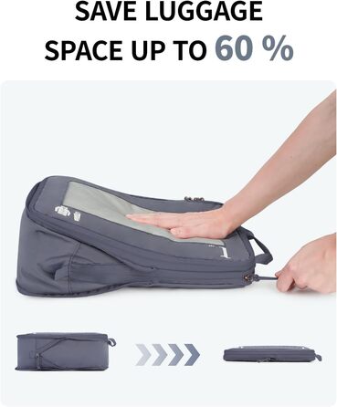 Набір компресійних органайзерів для одягу в подорож ECOHUB, 5 предметів, темно-сірий