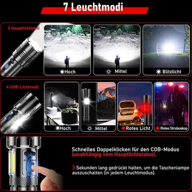 Потужний тактичний ліхтар Shadowhawk LED 500,000 Люмен, акумуляторний (USB), XHP70.2, водонепроникний IP67, 5 режимів світла з чохлом, чорний