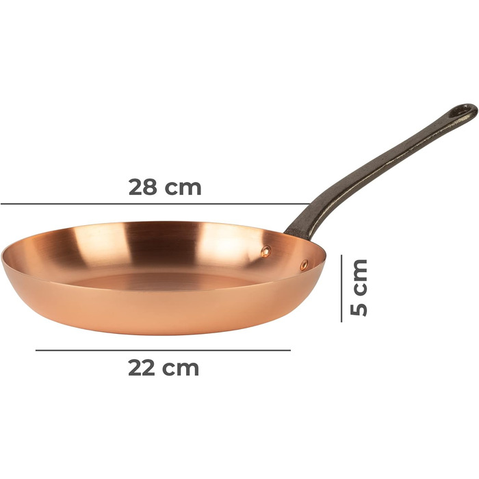 Кухня Romefort Каструля з чистої міді товстостінна Тверда мідна сковорода без покриття (L 28 см)