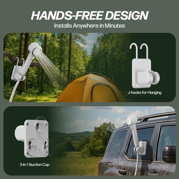 Митрікс Портативна душова система для кемпінгу: 10л/хв, акумулятор 7800mAh, 4 режими, IPX8, для подорожей та автомиття