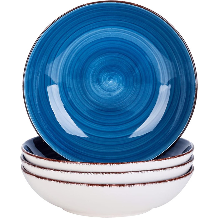 Комбінований посуд Vancasso Bella з ручним розписом, марокканський стиль, вінтажний вигляд, ручний розпис, 12 осіб (4 штуки, синій)
