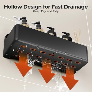 Поличка для душу Orimade без свердління, нержавіюча сталь, 5 шт., тримач для шампуню, велика місткість, чорний ABS пластик, 5 шт.