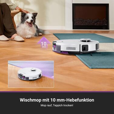 Робот-пилосос Eureka E20 Plus з потужністю 8000 Па, самостійною станцією очищення, функцією запобігання заплутування, 3D уникнення перешкод, 180 хвилин роботи, DuoDetect AI, білий