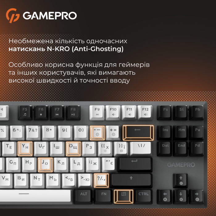 Бездротова механічна клавіатура GamePro Genesis Joker Pro (MK124G) 87% Red switches