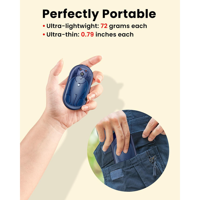 Електричний грієчка для рук Miaton 6000mAh - перезаряджуваний кишеньковий обігрівач для активного відпочинку, кемпінгу, подарунок чоловікам, жінкам, дітям (зелений/блакитний)