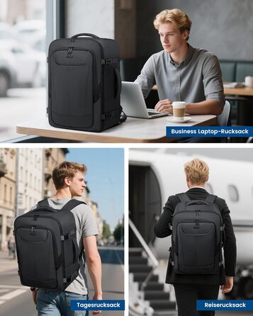 LOVEVOOK Рюкзак ручної поклажі, великий дорожній рюкзак для літака, рюкзак для подорожей чоловічий/жіночий, валіза-рюкзак з відділенням для ноутбука, ручна поклажа, сумка для подорожей, роботи, бізнесу (17.3 дюйми, сірий)