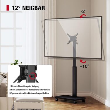 Підставка для телевізора мобільна з дерев'яною основою, поворотна, для TV 19-42 дюйми, чорна, до 20 кг, VESA 200x200 мм