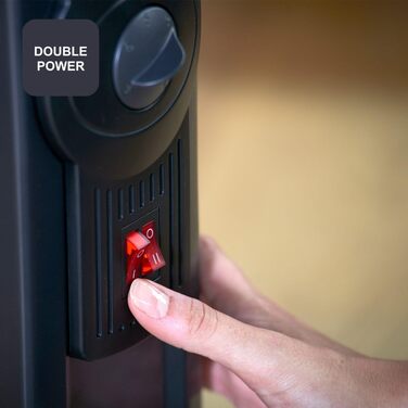 Масляний радіатор BLACK+DECKER BXRA1500E, 1500W, 2 режими нагріву, 6 рівнів, чорний