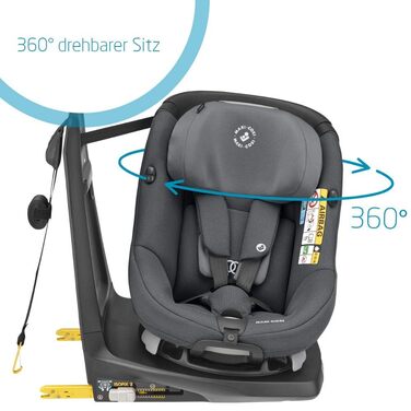 Автокрісло Maxi-Cosi AxissFix, дитяче крісло, що обертається на 360, з ISOFIX і відкидним положенням, придатне для використання приблизно від 4 місяців до 4 років (приблизно 61 - 105 см), Authentic Graphite, сірий Authentic Graphite Maxi-Cosi AxissFix