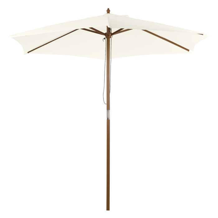 Садова парасолька Outsunny Parasol 2,5 м Ø 3-ступеневий захист від сонця з бамбука та поліестеру білого кольору для саду та патіо