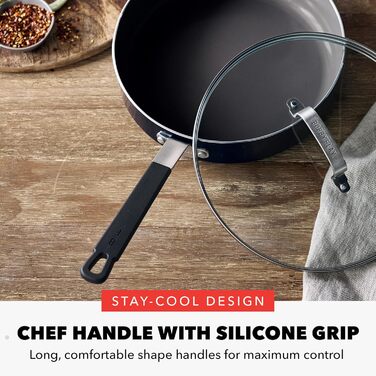 Набір кухонного посуду GreenPan x Bobby Flay 13 предметів: професійний алюміній, антипригарне покриття з кераміки без PFAS/PFOA, індукційний, силіконовий, безпечний для миття в посудомийній машині (сковорода 20 см)