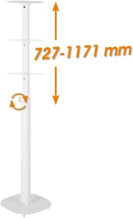 Підставки для колонок, 2 шт. – міцні ніжки для акустичних систем, до 10 кг, регульована висота 727-1171 мм (білі)