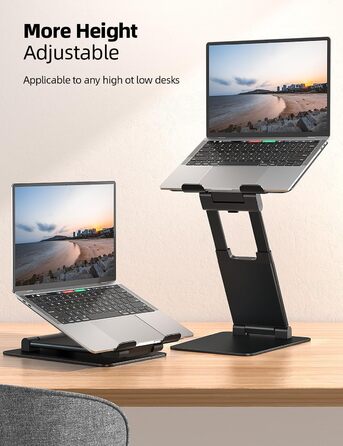 Підставка для ноутбука NULAXY, регульована по висоті, чорна. Сумісна з MacBook та іншими ноутбуками 10-17