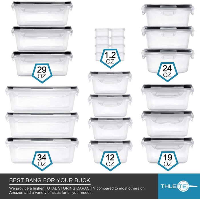 Набір банок з кришками 48 шт. (24 контейнери, 24 кришки) Набір банок для зберігання, контейнери для харчових продуктів для кухні, холодильники