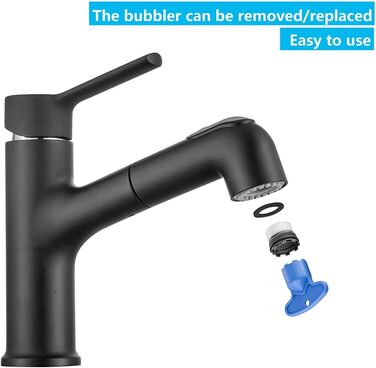 ONECE Змішувач для ванної кімнати з висувною лійкою та душем, чорний (2 режими струменя)