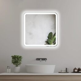 Дзеркало для ванної кімнати 60 см квадратне з LED-підсвічуванням, сенсорне керування