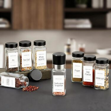 Набір скляних банок для спецій Friberg з дозатором, 20 шт. x 120 мл, з нержавіючою кришкою, чорний