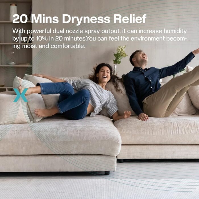 Зволожувач повітря Airelax 2.5л, Ультразвуковий, Зволожувач для спальні з подвійним розпиленням 360°, Тихий (23дБ), Аромадифузор з режимом сну, Автовимкнення