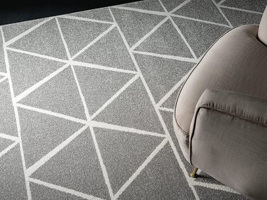 Сучасний м'який дизайнерський килим, м'який ворс, легкий у догляді, стійкий до фарбування, привабливий, трикутний, сіро-білий, (200 x 280 см, сірий трикутник)