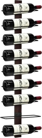 Металева полиця для пляшок вина, 9 відділень, чорна, настінна | Weinregal