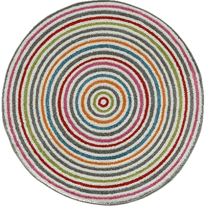 Дитячий килим Moonde Сучасний м'який дитячий килим, М'який ворс, Легкий у догляді, стійкий до фарбування, яскраві кольори, Райдужний візерунок, Рожевий, (120 см круглої форми, Різнокольоровий)