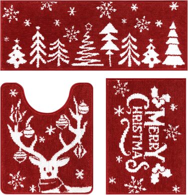 Набір килимків для ванної кімнати 3 шт. М'який плюш, антиковзаючі, для туалету, під душ, 45x65 см + 45x120 см + 50x60 см