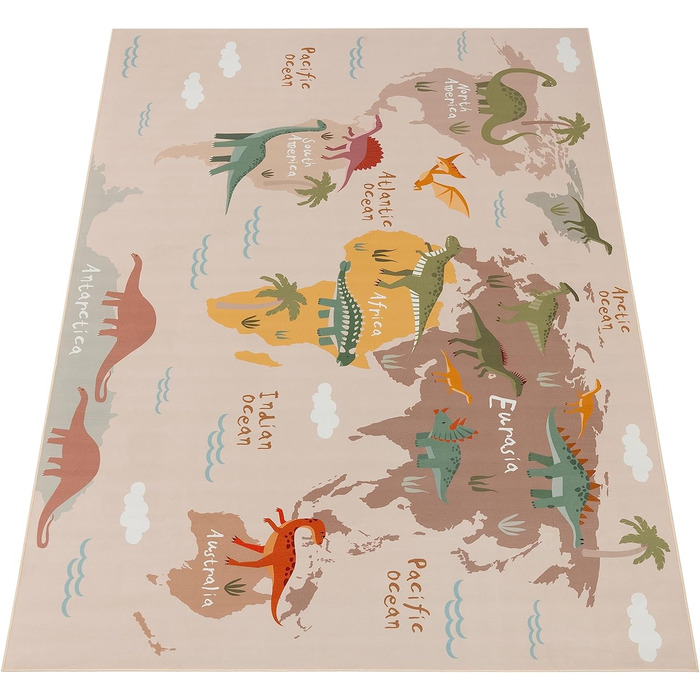 Дитяча кімната Дитячий килимок для хлопчиків Дівчатка Play Килим Світ динозаврів Мотив Нековзний Сучасний Бежевий Коричневий Зелений, Розмір 120x160 см