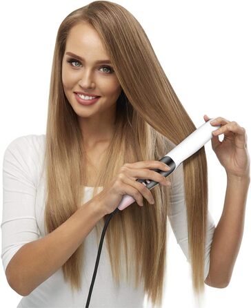 Стайлер для волосся 3-в-1 із вигнутими пластинами для укладання можна використовувати як випрямляч і плойку Цифровий світлодіодний дисплей біле/рожеве золото