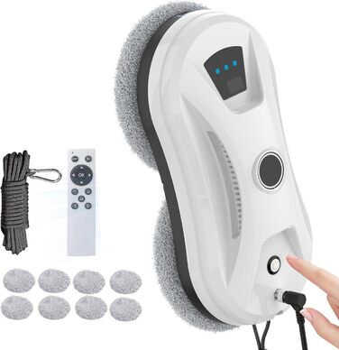 Електричний робот-миття вікон Fensterputzrooter 5600Pa з автоматичним струменем води та системою інтелектуального розпізнавання країв, для внутрішніх та зовнішніх вікон, 10 мікрофібрових серветок (подвійні насадки)