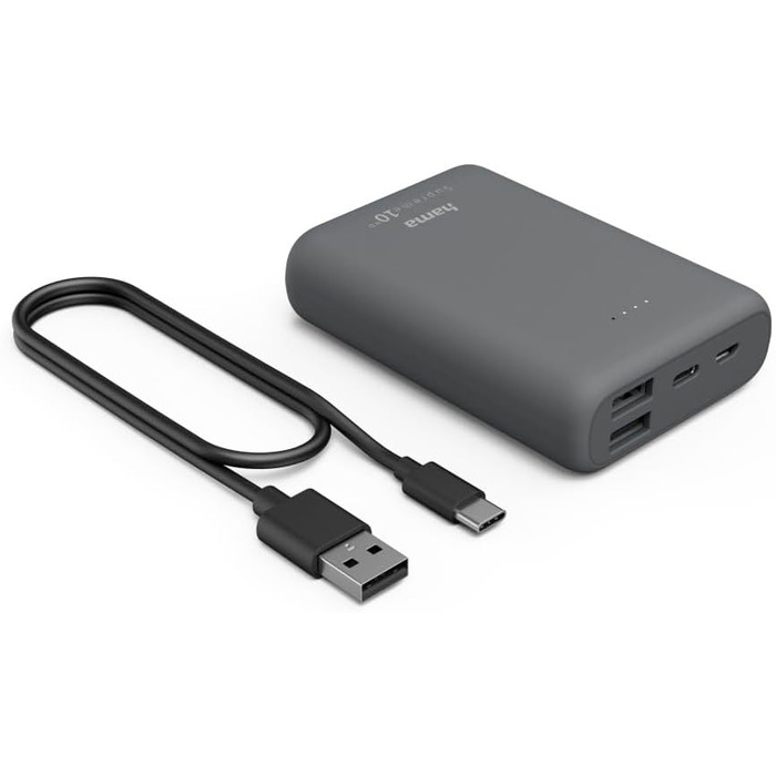 МАг, USB-C/2 шт. USB-A, компактний і потужний, сірий, 10000