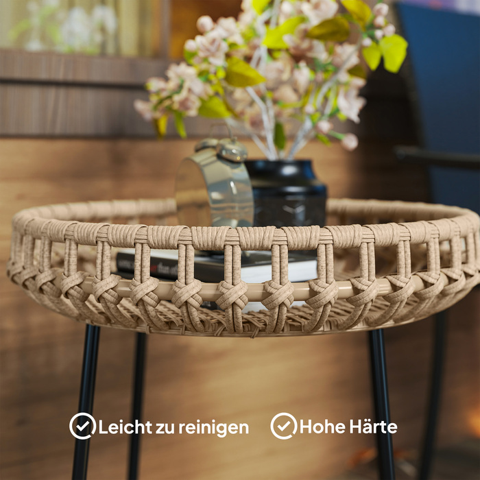 Outsunny Набір з 2 бічних столів Poly Rattan Ø60/41 см Круглий стійкий до погодних умов садовий стіл з регульованими подушечками для ніг X-Legs Відкритий балконний столик Журнальний столик Садові меблі для саду, балкон коричневий | Аосом