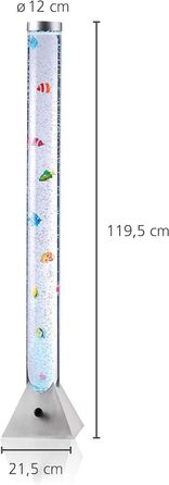 См, LeuchtenDirekt, світлодіодна водяна колонка, зміна кольору RGB, керування за допомогою шнурового вимикача, світло для дитячої кімнати, в т.ч. рибки, сталевий колір, 120