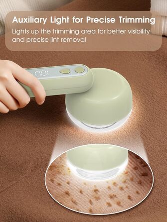 Електричний триммер для одягу COPPA, 6 лез, 3 швидкості, перезаряджається, з індикатором заряду, для пуловерів та одягу, білий (зелений)