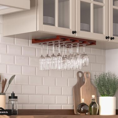 Настінна полиця для келихів Rustic State Eze, 4 секції, на 12 келихів, 30.5 см, махагон