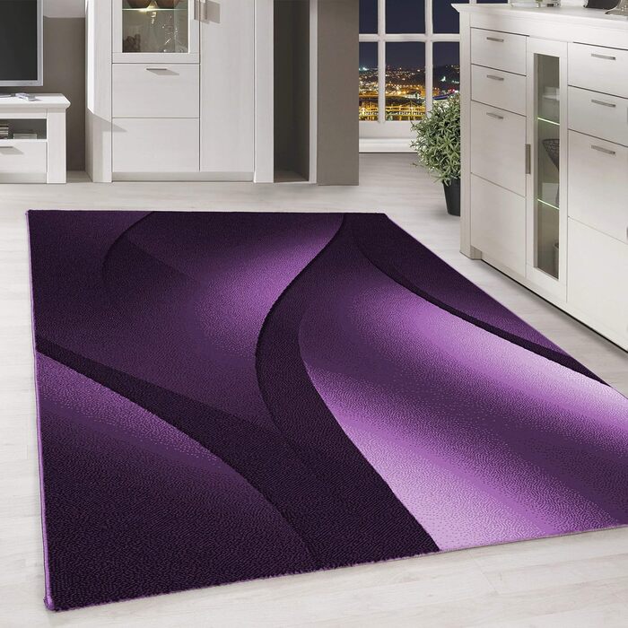 Килимок SIMPEX килимок для вітальні передпокою сучасний дизайн омбре - килимок для кухні з коротким ворсом дуже м'який легкий догляд для спальні килимок для передпокою - кухонний килимок, що миється (240 x 340 см, фіолетовий)