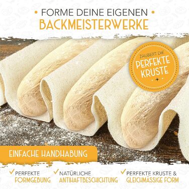 Форма для випікання хліба з кришкою та кошиком для підйому тіста - Robuste 28см форма з чавуну - ідеальна для випікання хліба, тостів, багетів. Аксесуари для випікання, броттоп (3 форми для багетів)