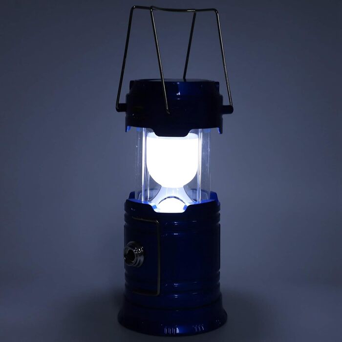 Сонячна лампа Світлодіодна лампа для кемпінгу, ліхтарик Кемпінговий ліхтар Сонячна рукоятка, Водонепроникний світлодіодний кемпінговий ліхтар для піших прогулянок, риболовлі, SOS, екстрений кемпінг Риболовля (синій)
