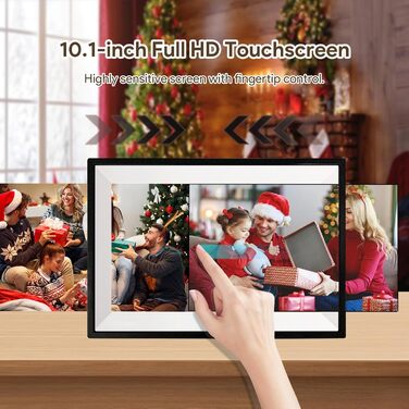 Цифровий фоторамка Aorpdd з Wi-Fi, 10.1 дюйма, HD IPS, сенсорний екран, 32GB, автоматичне обертання, Frameo App, чорний