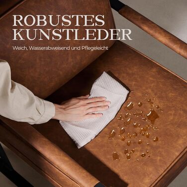 Крісло-реклакс Yaheetech з металевим каркасом та штучною шкірою, світло-коричневе