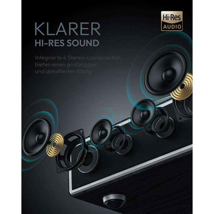 ONE-Q HiFi-програвач вінілу з Bluetooth, вбудованими динаміками, фонокоректором, магнітною голкою AT-3600L, 33/45 об/хв, чорний