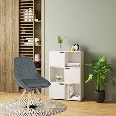 Стілець для їдальні WOLTU, поворотний, для кухні/вітальні, з м'яким оксамитовим сидінням, на дерев'яних ніжках, до 150 кг, набір 8 шт. (темно-сірий)