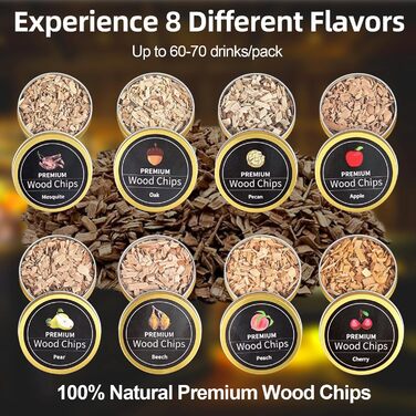 Комплект для копчення віскі з ліхтариком: подарунок для чоловіків, набір для копчення коктейлів з факелом та дерев'яною тріскою для віскі та бурбону, ретро набір для копчення, подарунок на день народження