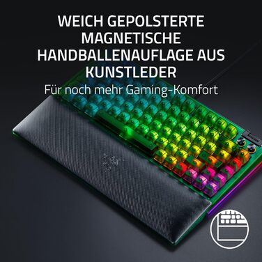 Механічна ігрова клавіатура Razer BlackWidow V4 75% з RGB підсвічуванням та Hot-swap - Оранжеві тактильні перемикачі, US Layout, Phantom Green Edition