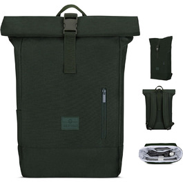 Рюкзак Johnny Urban для жінок і чоловіків - Robin Medium - Роллтоп з відділенням для ноутбука для бізнес-велосипеда Uni - 15 л - Екологічний - Водовідштовхувальний (оливковий)