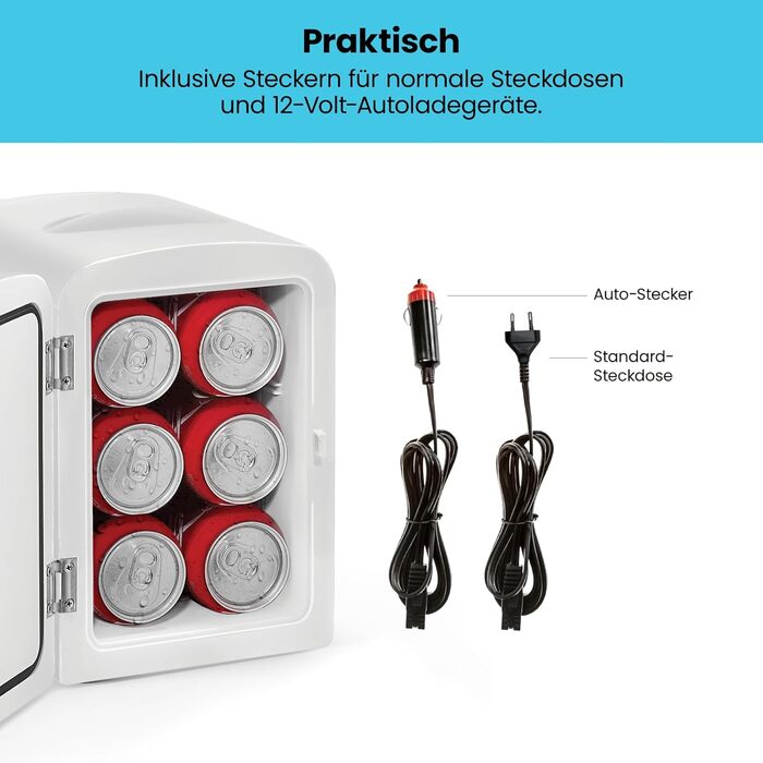 Chefman Iceman: Міні-холодильник з обігрівом, 4 літри, 6 відділень для косметики, перекусів, макіяжу, AC/DC, для дому/авто/спальні