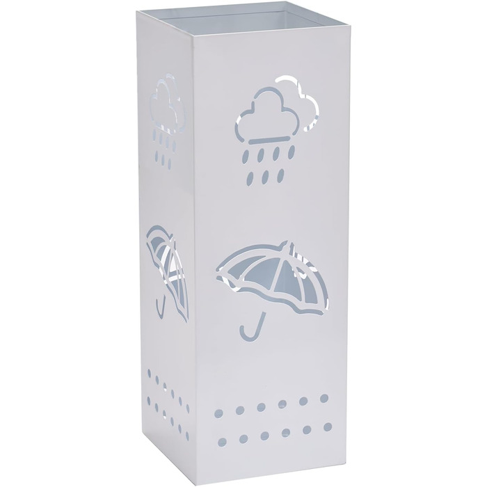 Металева підставка для парасоль та тростинок, біла, 15.2 x 15.2 x 43.2 см, з 4 гачками