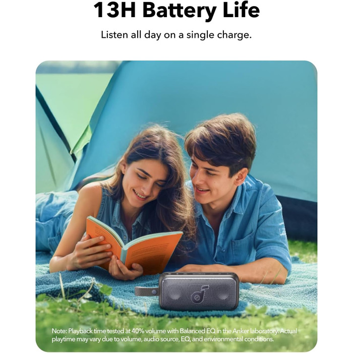 Soundcore Motion 300: Бездроковий портативний Bluetooth-динамік з BassUp, SmartTune, 30W, 13h, IPX7, для дому, саду, кемпінгу та подорожей (Чорний)