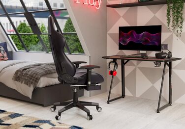 Ігровий стіл DRIFT GAMING DRDZ75 з карбоновою поверхнею, великим килимком, підставкою для чашок та навушників, регульованими ніжками, чорний