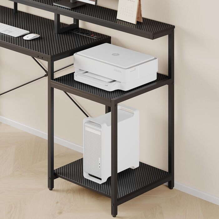 Ігровий стіл Bestier 181x80 см з LED-підсвіткою, 3 розетки AC та 2 USB, стіл для комп'ютера, чорний з карбоном