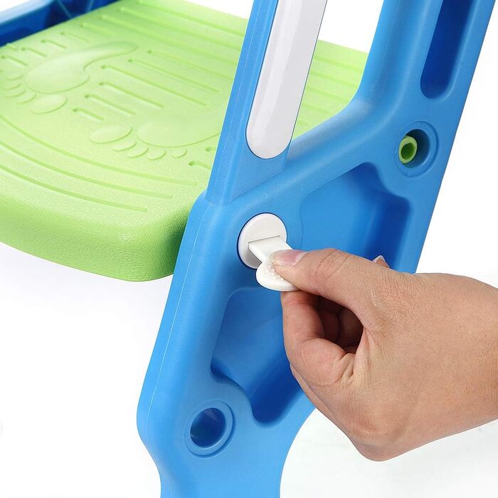 Унітаз дитячий зі сходинкою, сидіння для унітазу для привчання до горщика, м'яке, складане, для V-, U- або O-подібних унітазів (блакитно-зелений)